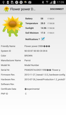 Screenshot of the Flower Power for Android Example App